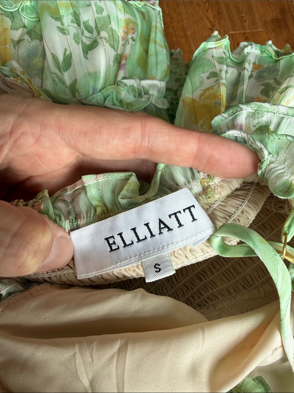 Elliatt S Floral Ruffle Mini Dress tiered Romantic Cottagecore Smocked Morgana - Picture 6 of 6
